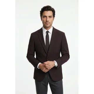 Baukastensakko CINQUE "CITOTTI-S", Herren, Gr. 56, braun (bordeaux), Web, Obermaterial: 54% Polyester, 41% Schurwolle, 5% Elasthan, unifarben, regular fit normal, tiefer V-Ausschnitt, abgesteppte Kante, Sakkos Baukastensakko, Regular Fit, Schurwollmix