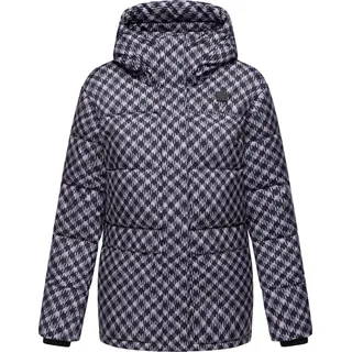 Steppjacke RAGWEAR "Steppjacke Wikesh Print", Damen, Gr. M, lila (lavender), Obermaterial: 100% Polyester PES.  Obermaterial: Futter: 100% Polyester PES. 100% Polyester PES., gerade Po-bedeckend, hoch geschlossener Ausschnitt, Ärmel ohne Ärmelschlitz Strickbündchen, Jacken Steppjacke, Wasserdichte Damen Winterjacke mit Hahnentritt-Muster