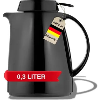 Helios Servitherm Thermoskanne Schwarz 0,3L – 6h Heiß - Hält Getränke heiß & kalt - – Einhandbedienung - Robustes Design für Kaffee & Tee