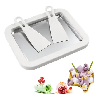 Ice Rolls Maschine - Ice Cream Rolls Maker mit 2 Spateln, Iceroll Platte zum Roll Eis Selber Machen, Zur Herstellung von Joghurteis, Eiscreme