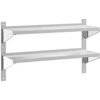 vidaXL Wandregal mit 2 Böden 100x30x60 cm Silbern Edelstahl