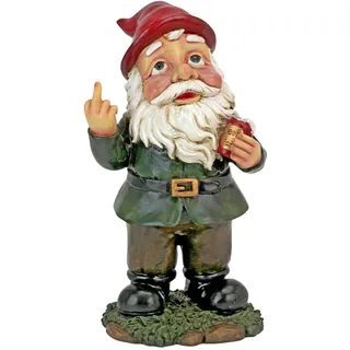 Design Toscano Verrückter Beschwipster Finger Tim Biergartenzwerg Gartenzwerg-Statue –Rasenzwerg, Harz, Vollfarbe wirklichkeitsgetreu