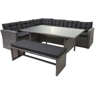 Mendler Poly-Rattan-Garnitur 3-tlg. Grau