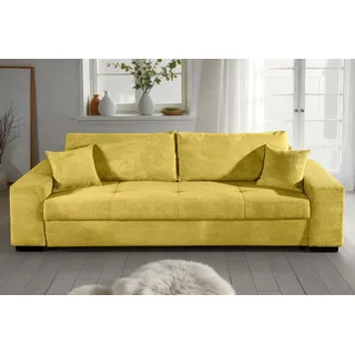 Schlafsofa COLLECTION AB "Kreta, B: 248 cm, Liegefl. 137x195 cm", gelb, B:248cm H:43cm T:87cm, 100%Polyester, Sofas, Schlafsofa, Bettfunktion, Bettkasten & 2 Zierkissen, optional mit Topper