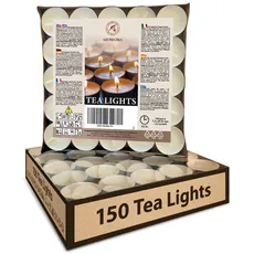 Teelichter Kerzen Set 150 Stück - Teelicht - Paraffinkerzen - Aluminium Hülle - Natürliches warmes Licht