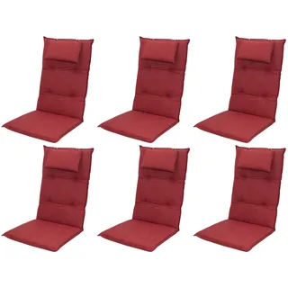 Doppler 6x 6998 Hochlehner Auflagen 120x50x8cm dick Kopfkissen rot