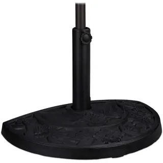 Relaxdays Sonnenschirmständer halbrund, für Schirmstangen 34-50 mm, wetterfest, Blumen Design, Garten & Balkon, schwarz