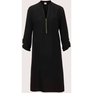 Midikleid MADELEINE "Kleid Shirtkleid mit Rundhals mit V-Schlitz", Damen, Gr. 36, N-Gr, schwarz, Obermaterial: 100% Polyester PES., Modern, normal, V-Ausschnitt, Kleider Midikleid