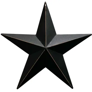 T&Garice Dimensionaler antiker Scheunenstern aus Metall, rustikale Landhaus-Wanddekoration, 3D-Scheunenstern für drinnen und draußen, 4. Juli, Wanddekoration, 20,3 cm (schwarz)