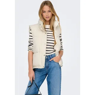 Steppweste ONLY "ONLNEWDOLLY CORDUROY WAISTCOAT CS OTW", Damen, Gr. M, birch, Cord, Obermaterial: 100% Polyester, unifarben, regular fit hüftlang, Westen Steppweste