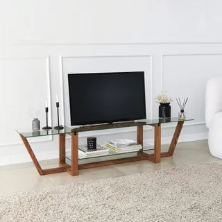 HANAH Home Amalfi TV-Lowboard 158 cm Braun Glas