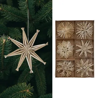 Strohsterne Strohschmuck 18er Set Sterne│ Stroh Ø10cm Aufhänger │Christbaumschmuck Weihnachtsdekoration Baumschmuck (1 x 18er Set Strohsterne)