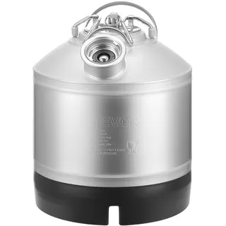 Vevor Reinigungsfass Reinigungsbehälter, 6,5 L Bierleitungsreinigungsgerät mit D-Kupplungsanschluss & Gummibasis, Bierleitungsreiniger zur Bierleitungsreinigung, 304 Edelstahl Reinigungsgerät