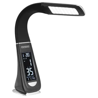 MONZANA® Schreibtischlampe mit Uhrzeit Wecker Temperatur Kalender Dimmbar Nachttischlampe Tischlampe Bürolampe Schwarz - Schwarz
