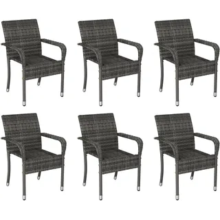 Yaheetech Rattanstuhl Gartenstuhl 6 St. 0 x 0 x 0 cm grau