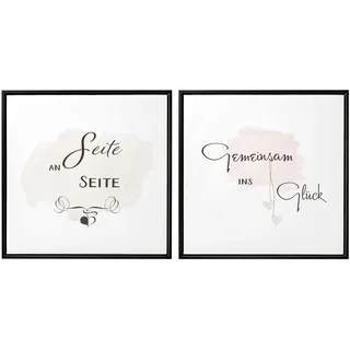 Creativ home Bild mit Rahmen "Deko-Bild Glückliche Liebe" 2 Stk. tlg. in quadratischer Ausführung, farbe rahmen: schwarz, farbe bild(er): rosa