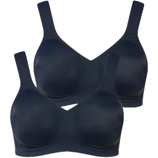 Ulla Popken Damen große Größen Übergrößen Plus Size Mikrofaser-BH, 2-er Pack, ohne Bügel, vorgeformte Cups Nachtblau 105C 793032139-105C