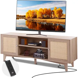 Vevor Rattan-TV-Ständer 191 cm Lowboard 167,7 x 63,6 x 39,7 cm Braun Massivholz