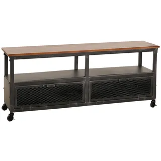 Mendler HWC-N28 TV-Rack 55x130x36cm Braun/Schwarz Holz/Metall