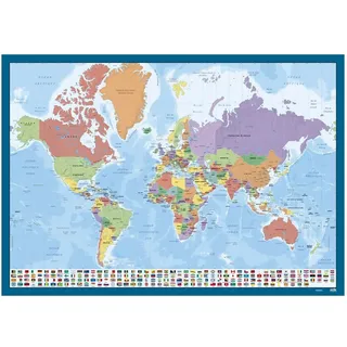 Grupo Erik Weltkarte auf Französisch - Schreibtischunterlage Jungen und Schreibtischunterlage Mädchen Abwischbar
