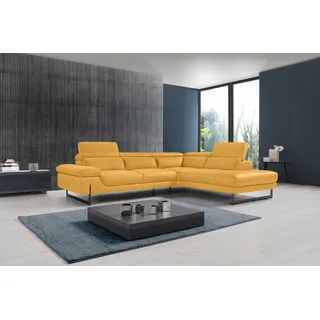 Egoitaliano Ecksofa "Queenie, extravagantes Sofa mit erstklassigem Sitzkomfort, L-Form", mit verstellbarer Armlehne und Kopfteilen für Wohlfühlkomfort, gelb,
