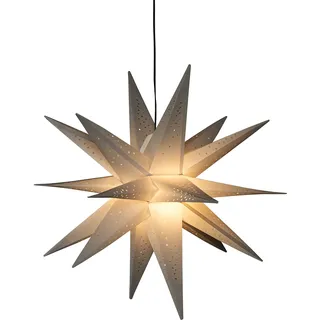 Konstsmide Grauer 3D Kunststoffstern, inkl. Anschlusskabel und Dimmer, 1 warm weiße Diode, 12V, Außen (IP44), 3,6W, schwarzes Kabel - 5973-310