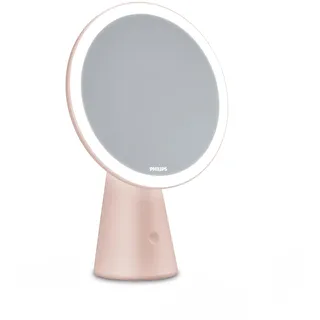 PHILIPS LED Mirror Spiegelleuchte, drei voreingestellte Lichteinstellungen, natürliche Farben, USB-Ladestation, rosé
