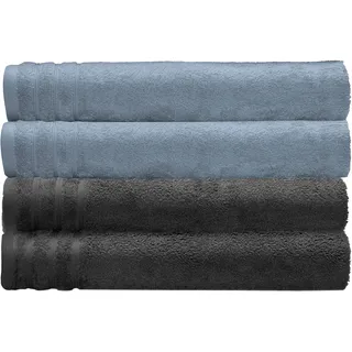 Kleine Wolke Duschtücher "Royal, 2 Stück oder 4 Stück (70/140 cm)" Uni Farben, mit Bordüre, weich, in verschiedenen Sets erhältlich, stahlblau, dunkelgrau