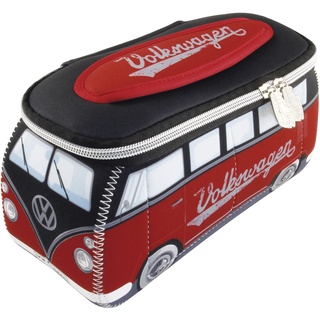 BRISA VW Collection - Volkswagen Neopren Universal-Schmink-Kosmetik-Kultur-Reise-Apotheke-Tasche-Beutel im T1 Bulli Bus Design (Schwarz/Groß)