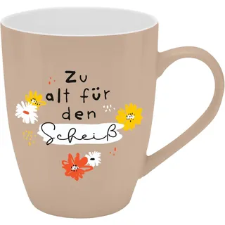 H:) PPY life Becher mit Motiv "Zu alt" | Tasse mit Spruch, New Bone China Porzellan, 35 cl, mit Geschenkbaderole | lustiges Geschenk, Geburtstag | 74192