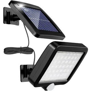 MPJ Solarlampen für Außen, 56 LED Solarleuchte Aussen mit Bewegungsmelder, IP65 Wasserdichte, 120°Beleuchtungswinkel, Solar Wandleuchte für Garten mit 5m Kabel