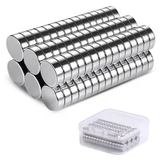 Vinabo 60 Stück Neodym Magnete, Kleine Magnet Rund 6 x 3mm, Magnete für DIY Craft Office Pinnwand, Magnettafel Magnettafel, Kühlschrank, Kegelmagnete, Notenmagnete,Vernickelter Stahl Magnete, Silber