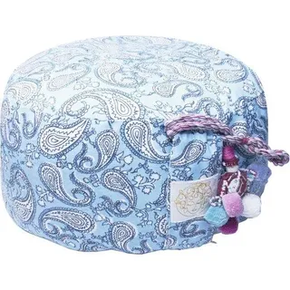 Yogakissen – Durchmesser 31 cm, rund – Sitzhöhe 18 cm – Meditationskissen für Yoga – abnehmbarer, waschbarer Bezug - Blau