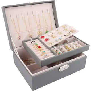 talifoca Schmuckkästchen, Doppellagige große Kapazität PU-Leder Schmuckaufbewahrung Organizer Schmuckschatulle Schmuckbox für Ringe Ohrringe Armbänder Halsketten Mädchen Frauen