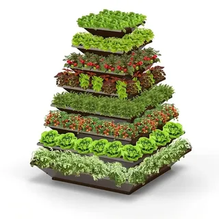 Hochbeet "HighBeet Tower" 8 Ebenen aus Cortenstahl - Braun