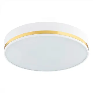 Deckenleuchte , Weiß, Goldfarben , Metall, Glas , rund , 25x25x8 cm , Ce , Lampen & Leuchten, Leuchtenserien