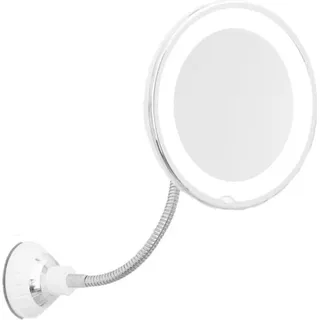 Vergrößerungs-Kosmetikspiegel mit 360° drehbarem LED-Licht, Wandspiegel mit flexiblem Arm und starkem Saugnapf.