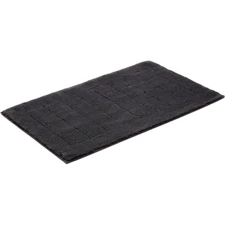 Vossen Badematte »Exclusive« Höhe 20 mm rutschhemmend beschichtet fußbodenheizungsgeeignet Badteppich, Uni-Farben, Karo Muster, Hoch-Tief Effekt, reine Baumwolle, grau