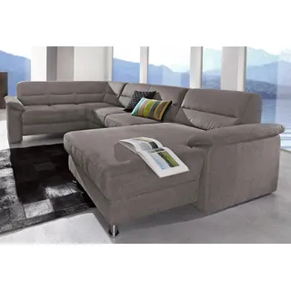 sit&more Wohnlandschaft »Ascara U-Form« inklusive Boxspring/Federkern-Polsterung, wahlweise mit Bettfunktion, grau,