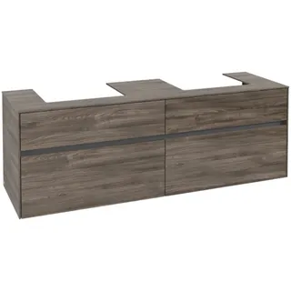 Villeroy & Boch Collaro Waschbeckenunterschrank, für 2 Waschbecken, Wandmontage, 1600x548x500mm, C02100RK, Farbe: Front/Korpus: Stone Oak, Griff: Graphite