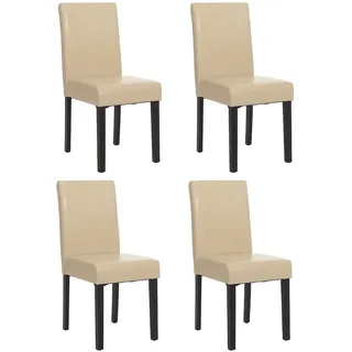Mendler 4er-Set Esszimmerstuhl Stuhl Küchenstuhl Littau ~ Leder, creme dunkle Beine