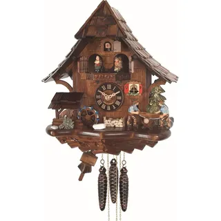 Engstler - 4927_QMT - Kuckucksuhr - Quarz - Nussbaum - mit Musik mit Tanzpaar - 35 cm - Braun