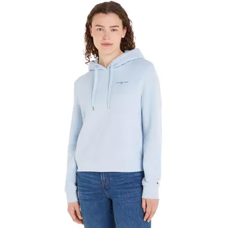 Tommy Hilfiger Damen Hoodie Logo Hoodie mit Kapuze, Blau (Breezy Blue), XXL