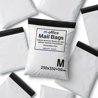 M-office Versandtaschen Selbstklebend 25 Stk M (250×350+50 mm) Versandtaschen wasserdicht selbstklebend für Kleidung, Pakete & Online-Shops – Recycelbar mit sicherem Verschluss