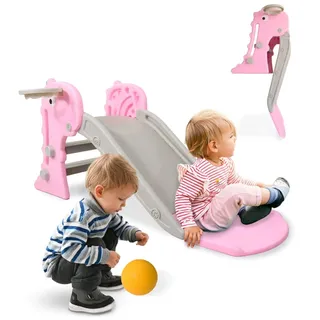 Mobiclinic® kids, Kinderrutsche, Dino, Zusammenklappbar, Inklusive korb und ball, Abgerundete kanten, Rutschfest, Europäische marke, Max. 35 kg, Stabil, Sicher, Einfache montage, Innen außen