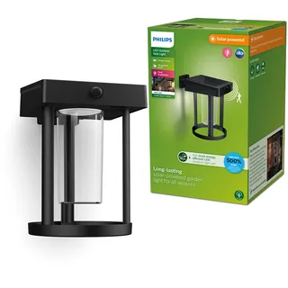 Philips Außenwandleuchte Kunststoff 20,5 cm Solar mit Bewegungsmelder schwarz