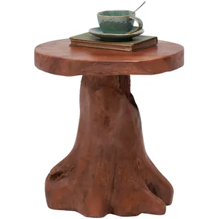 Landscape Beistelltisch , Teakfarben , Holz , Teakholz , massiv , rund , A-Form , 40x45x40 cm , Wohnzimmer, Wohnzimmertische, Beistelltische, Beistelltische Holz