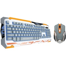 Dragon War - Sencaic – Halbmechanische RGB/QWERTY Combo Gaming Tastatur + RGB Wired Gaming Mouse (weiß/orange)