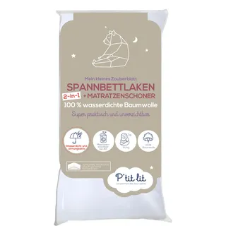 P'tit Lit Bettlaken Magique 2-in-1, 60 x 120 cm, Weiß