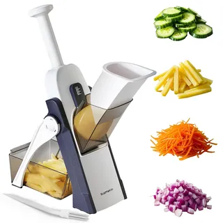 SupMakin Gemüseschneider, Once for All Verstellbar Gemüsehobel Mandoline Vegetable Slicer Pommesschneider Gurkenhobel